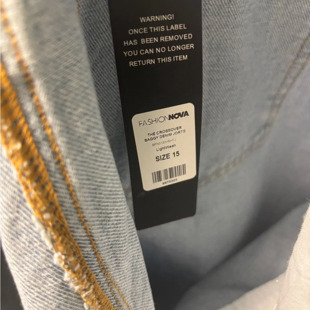 Fashion Nova Light Wash Denim Baggy Crossover Jeans